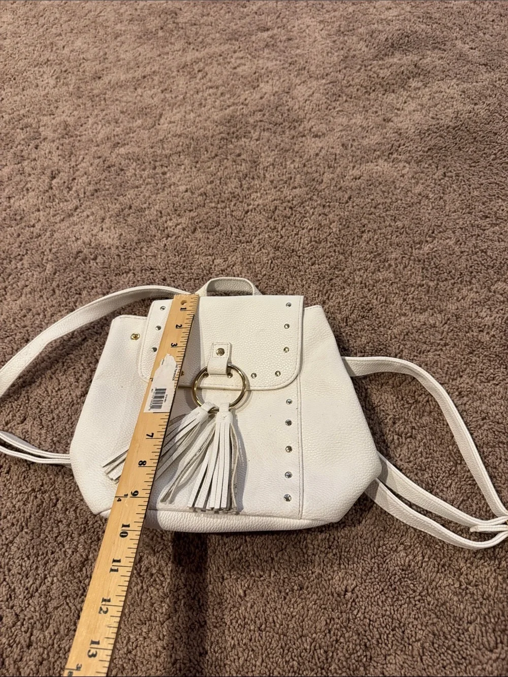 Justice White Tassel Accent Backpack Purse - Stylish Women’s Bag tween bag